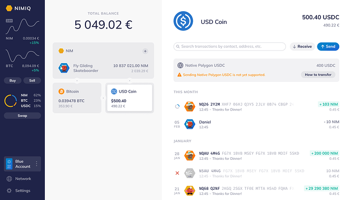 Second USDC balance